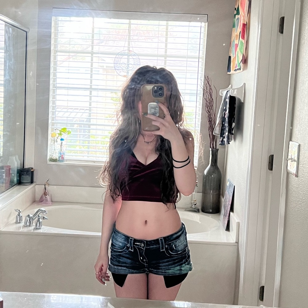 SHEIN Small Velvet Red Crop Top